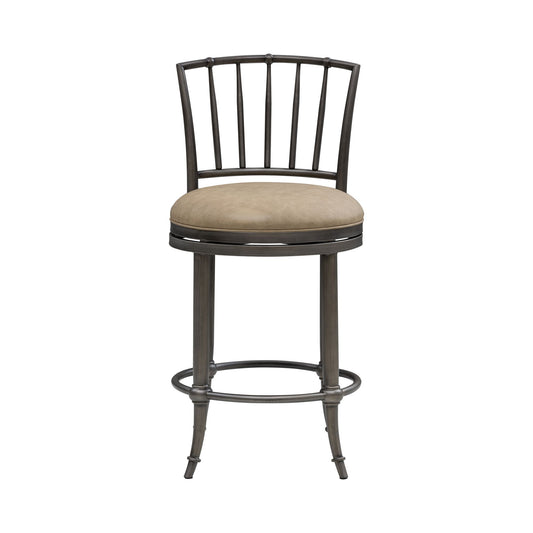 Vince - Commercial Grade Steel Frame Faux Leather Upholstered Swivel Counter Height Barstool