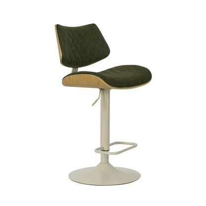Leland - Adjustable Swivel Curved Back Wood Bar Stool With Faux Leather Seat