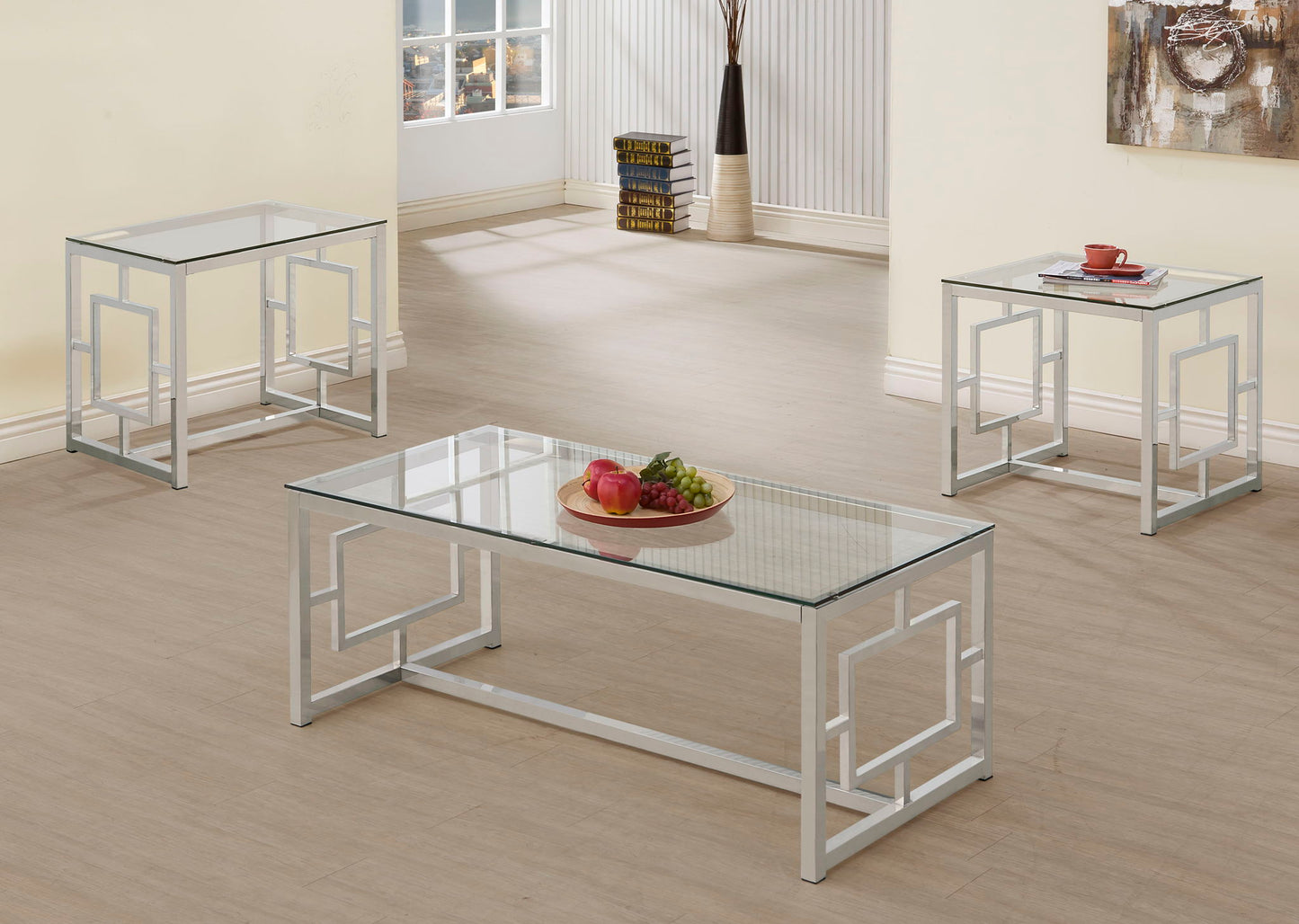 Merced 3-piece Rectangular Coffee and End Table Set Nickel