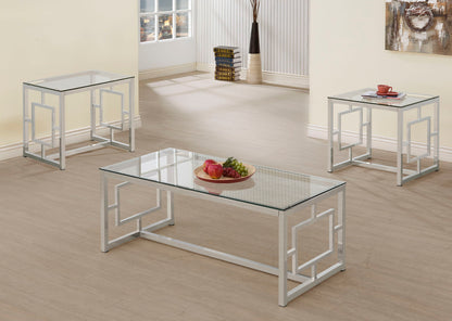 Merced 3-piece Rectangular Coffee and End Table Set Nickel