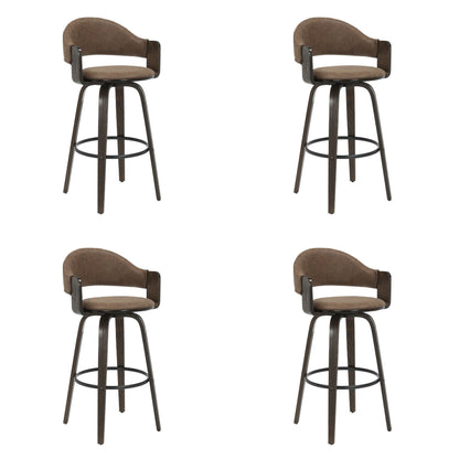 Daxton - Swivel Bar Height Round Back Wood Bar Stool With Faux Leather Seat