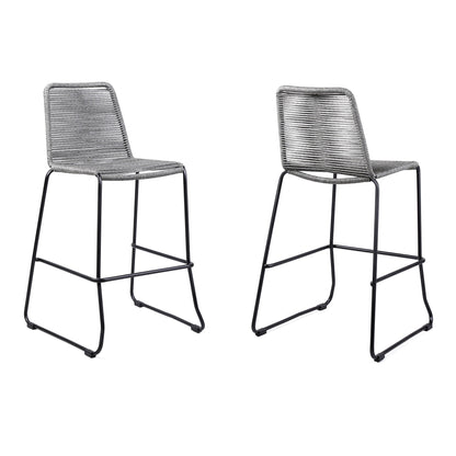 Shasta - 30" Outdoor Metal And Rope Stackable Barstool
