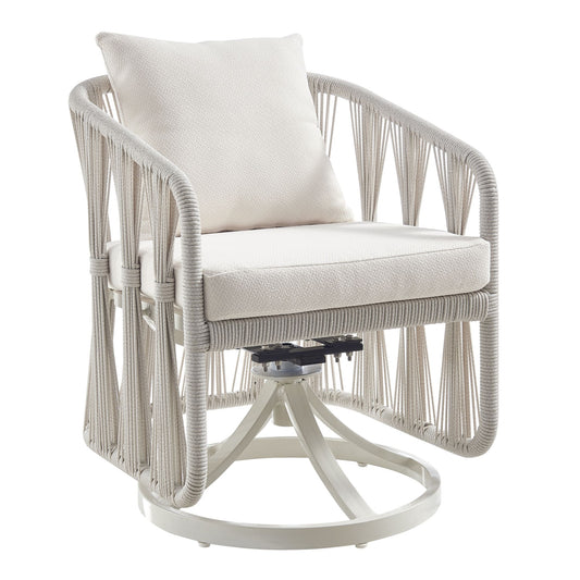 Breeze - Cream Metal Outdoor Swivel Dining Chair With Cushions - Pearl