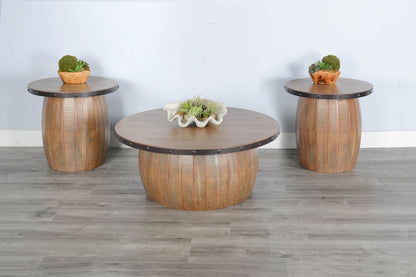 Planked Wood Round Table