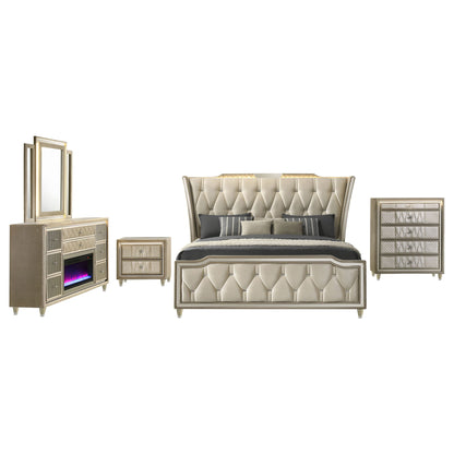 Lorient 5-piece Queen Bedroom Set Ivory and Camel