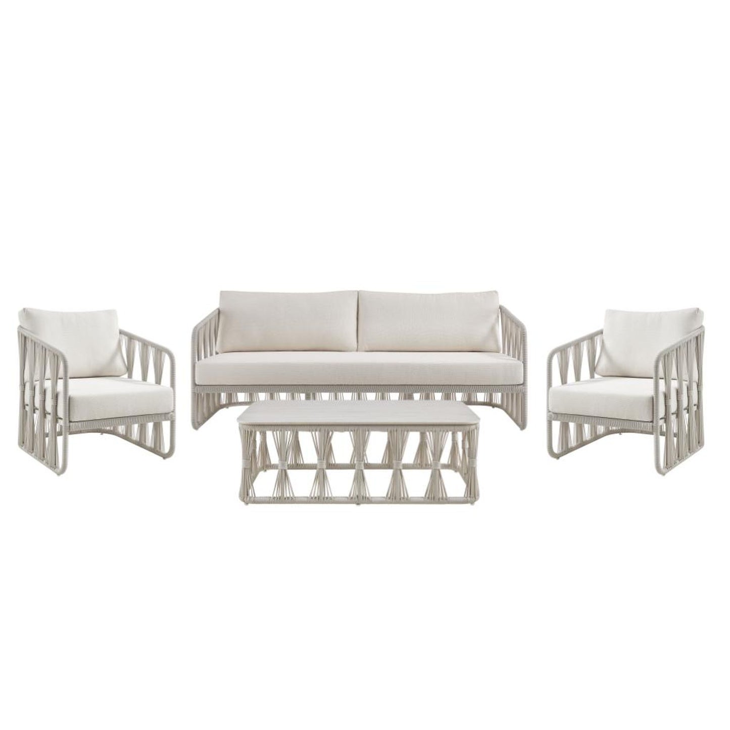 Breeze - Powder Coated Metal Outdoor Conversation Set With Cushions