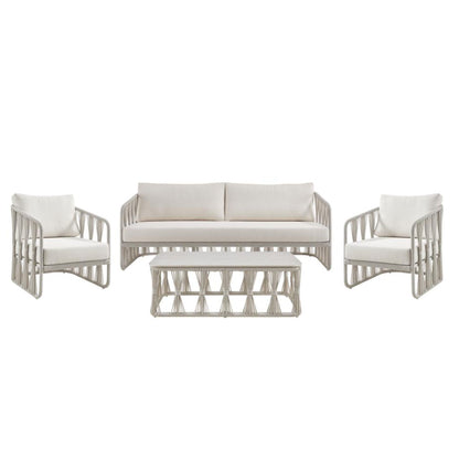 Breeze - Powder Coated Metal Outdoor Conversation Set With Cushions