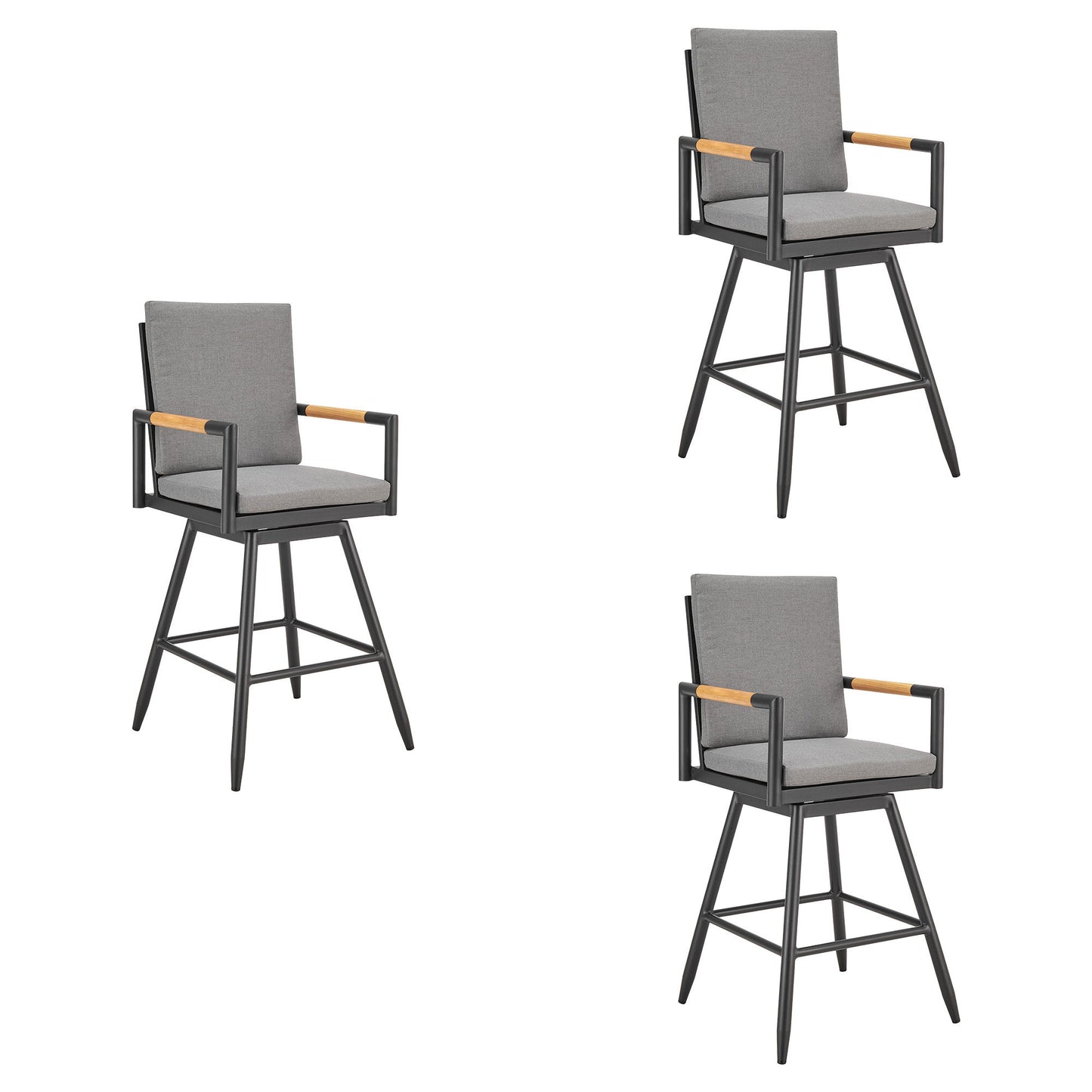 Crown - Outdoor Patio Swivel Bar Stool Set