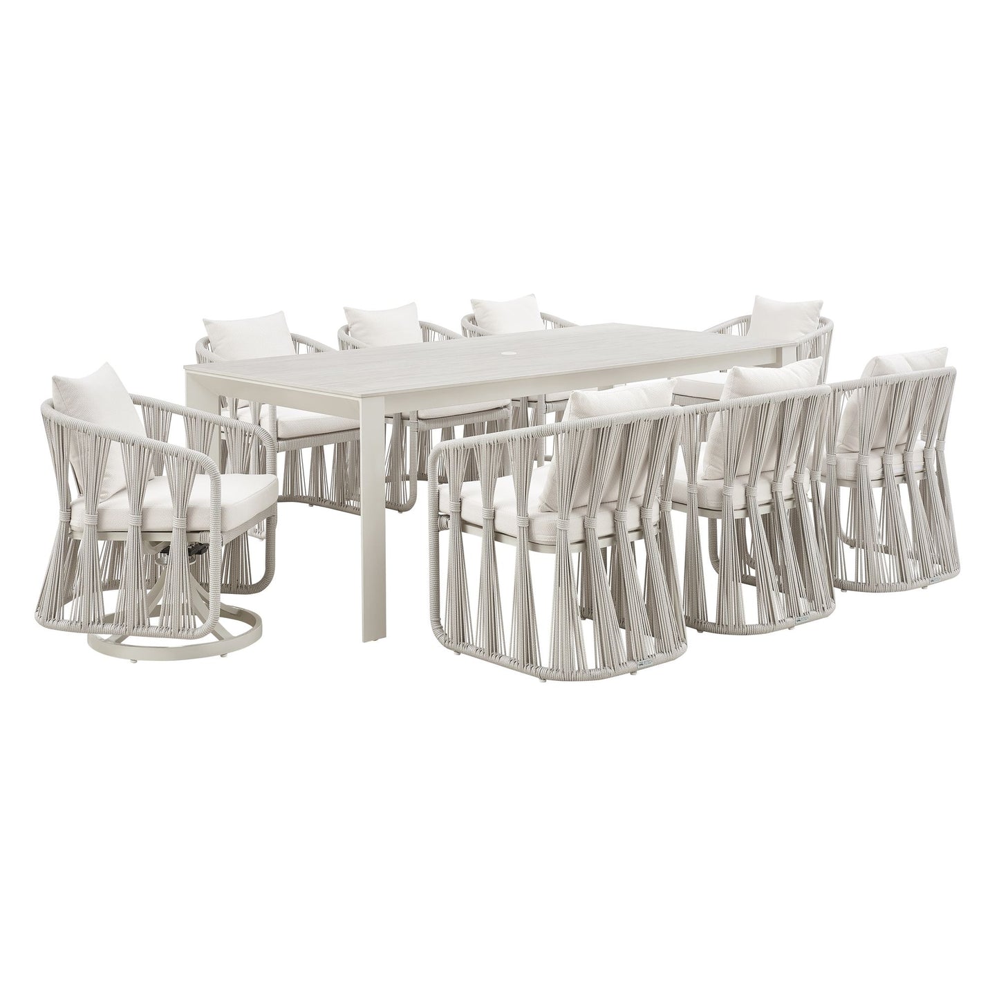 Breeze - Powder Coated Rectangle Metal Outdoor Dining Set With Cushions