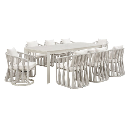 Breeze - Powder Coated Rectangle Metal Outdoor Dining Set With Cushions