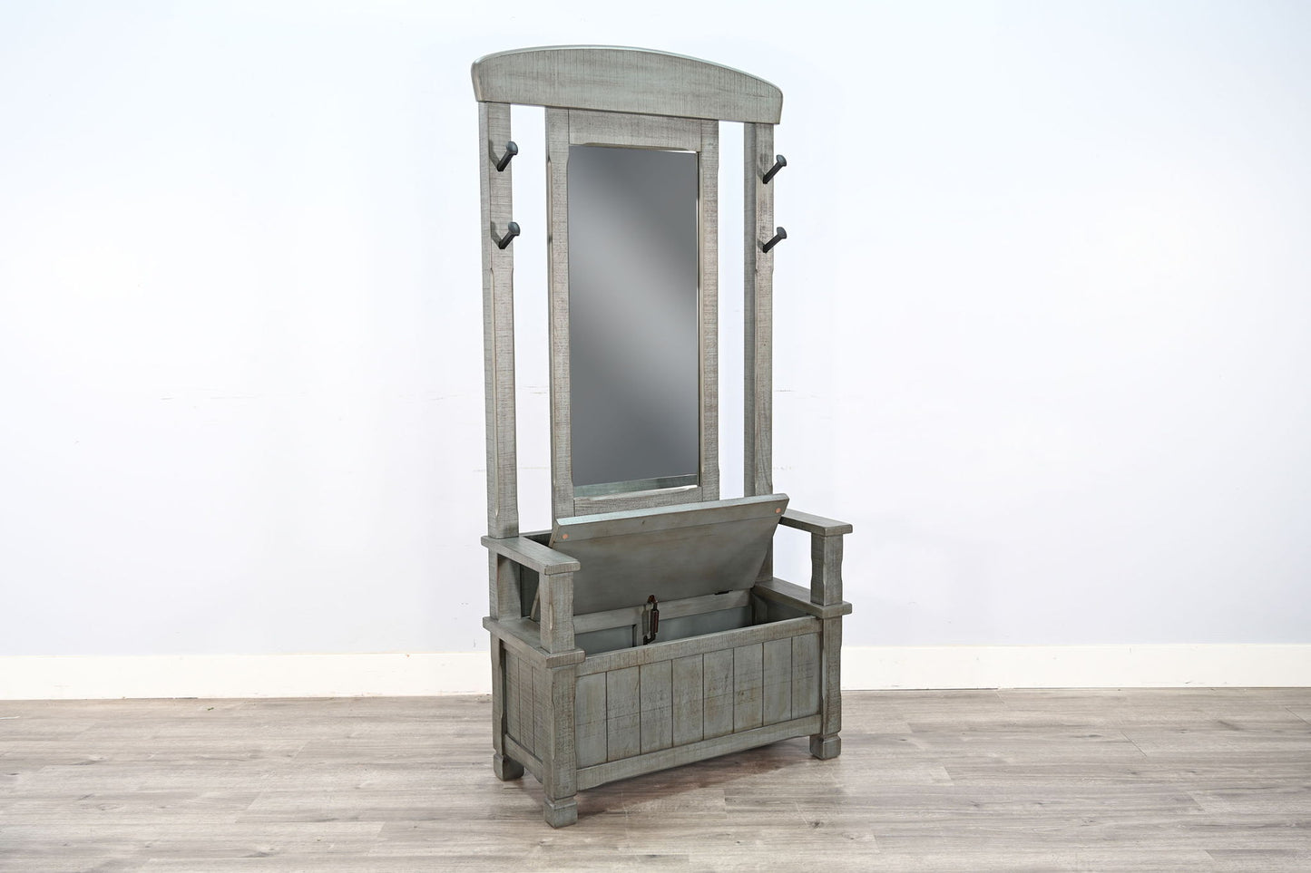 4-Hook Farmhouse Wood Hall Tree - Little Boy Blue