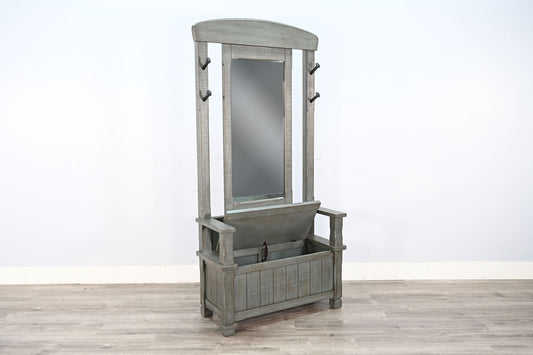 4-Hook Farmhouse Wood Hall Tree - Little Boy Blue