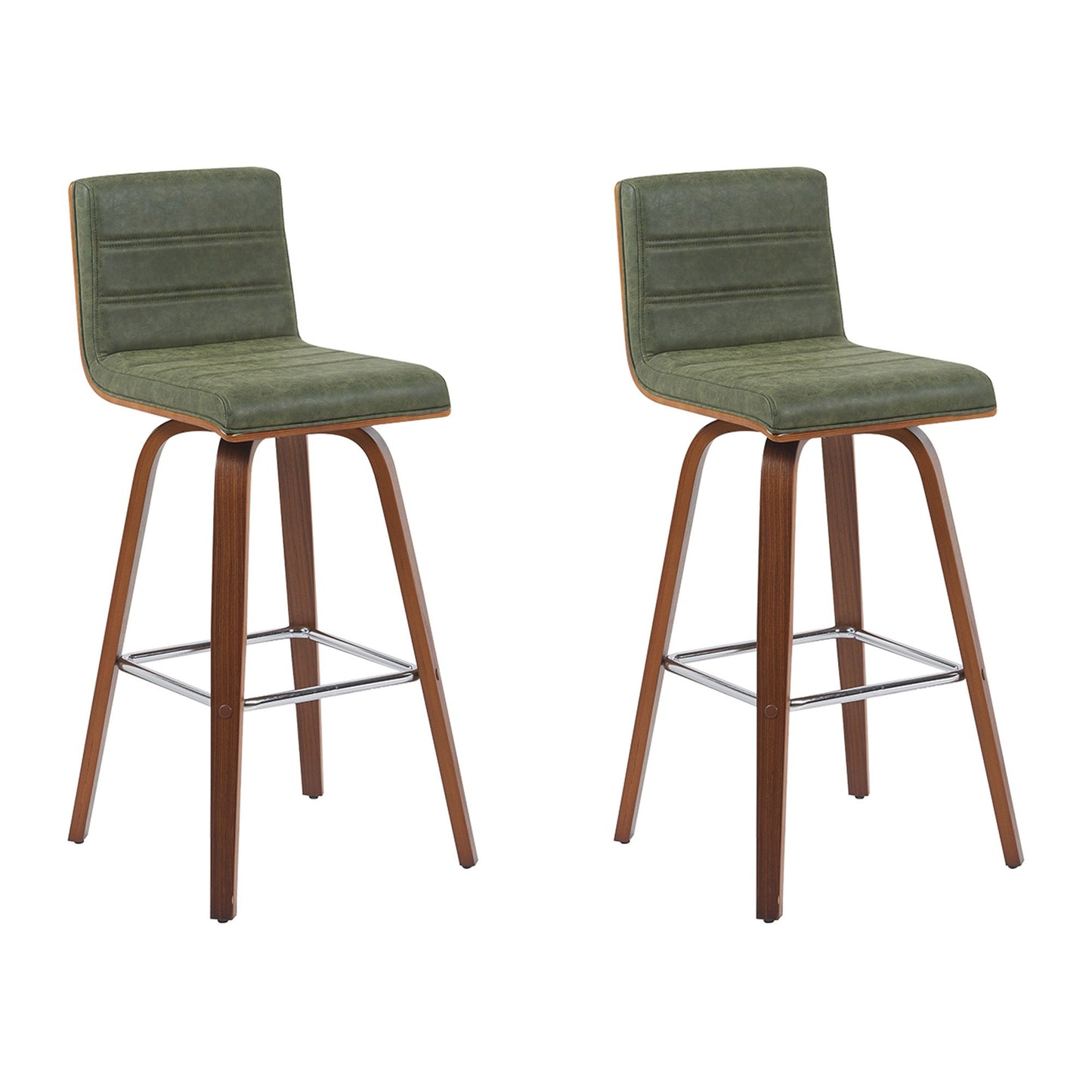 Vienna - Modern Swivel Bar Height Stool - Walnut Finished Wood Frame
