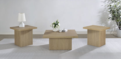 Devar 3-piece Square Cocktail Coffee End Table Set Latte