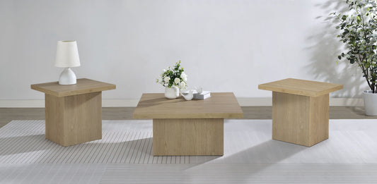 Devar 3-piece Square Cocktail Coffee End Table Set Latte