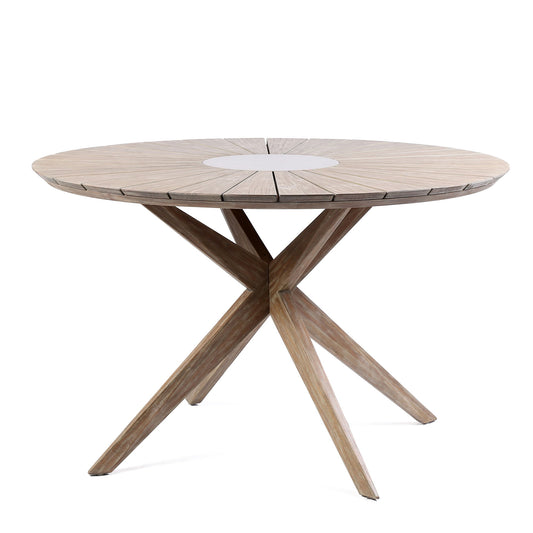 Oasis - Outdoor Light Eucalyptus Wood And Concrete Round Dining Table