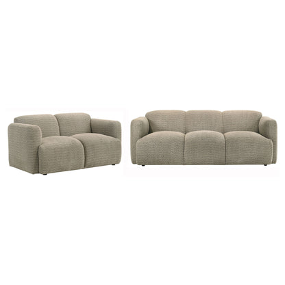 Dorset 2-piece Upholstered Round Track Arm Sofa Set Brown