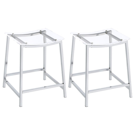 Jovani Acrylic Backless Counter Stool Chrome (Set of 2)