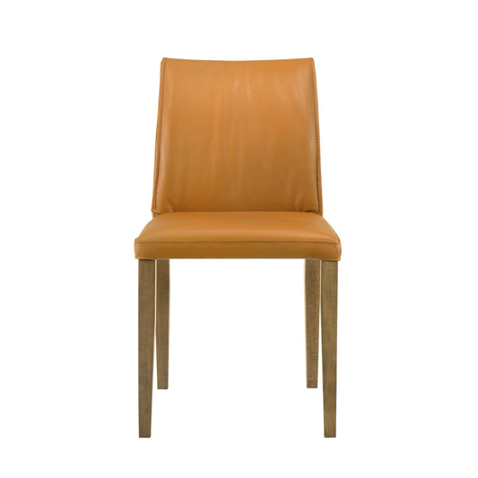 Velena - Full Back Top Grain Leather Upholstered Wood Dining Chairs (Set of 2) - Orange