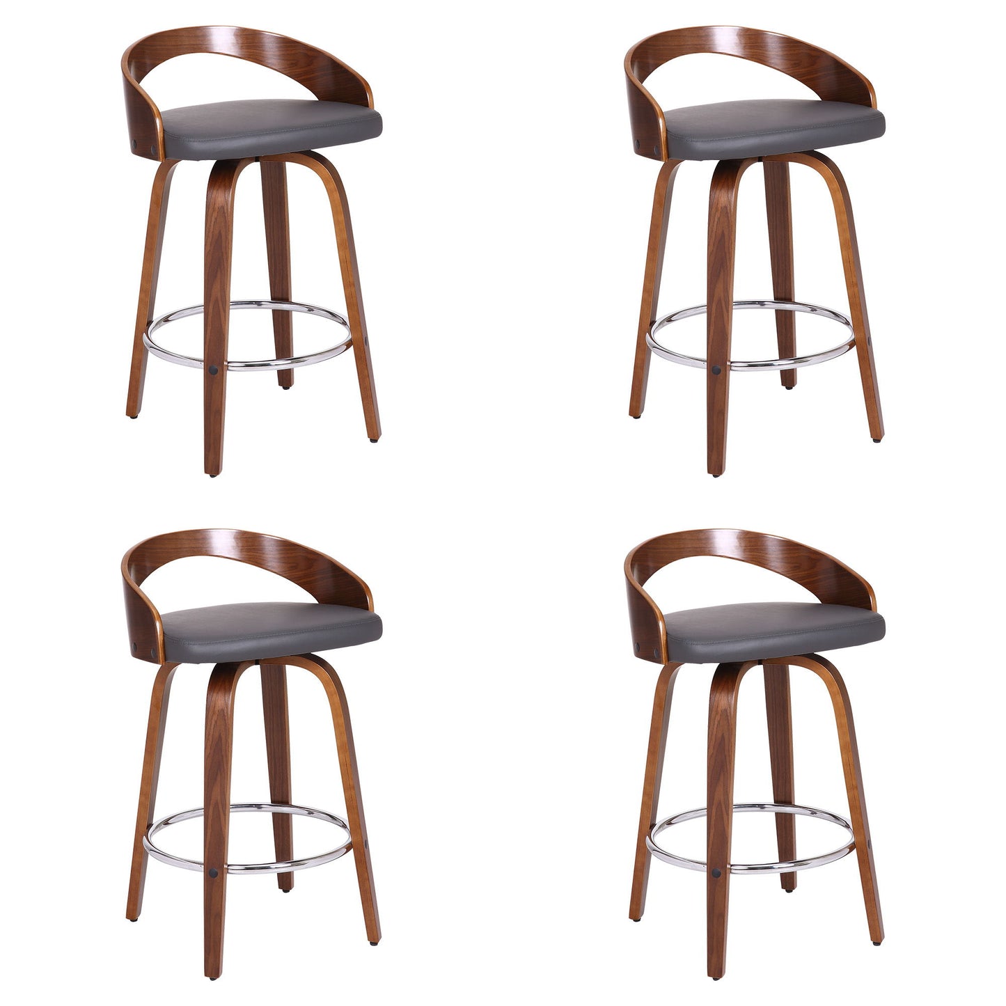 Sonia - 26" Counter Height Swivel Bar Stool - Walnut Wood