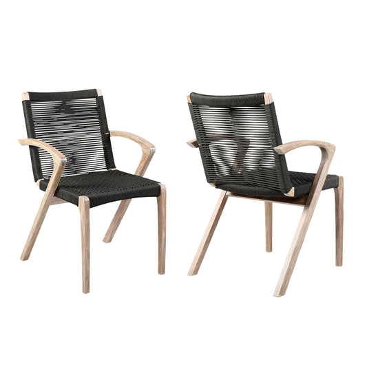 Nabila - Outdoor Wood And Rope Dining Chairs (Set of 2)