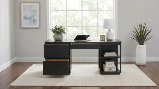 Harkes 75-inch 3-drawer Computer Desk with Adjustable Shelf Coffee Bean