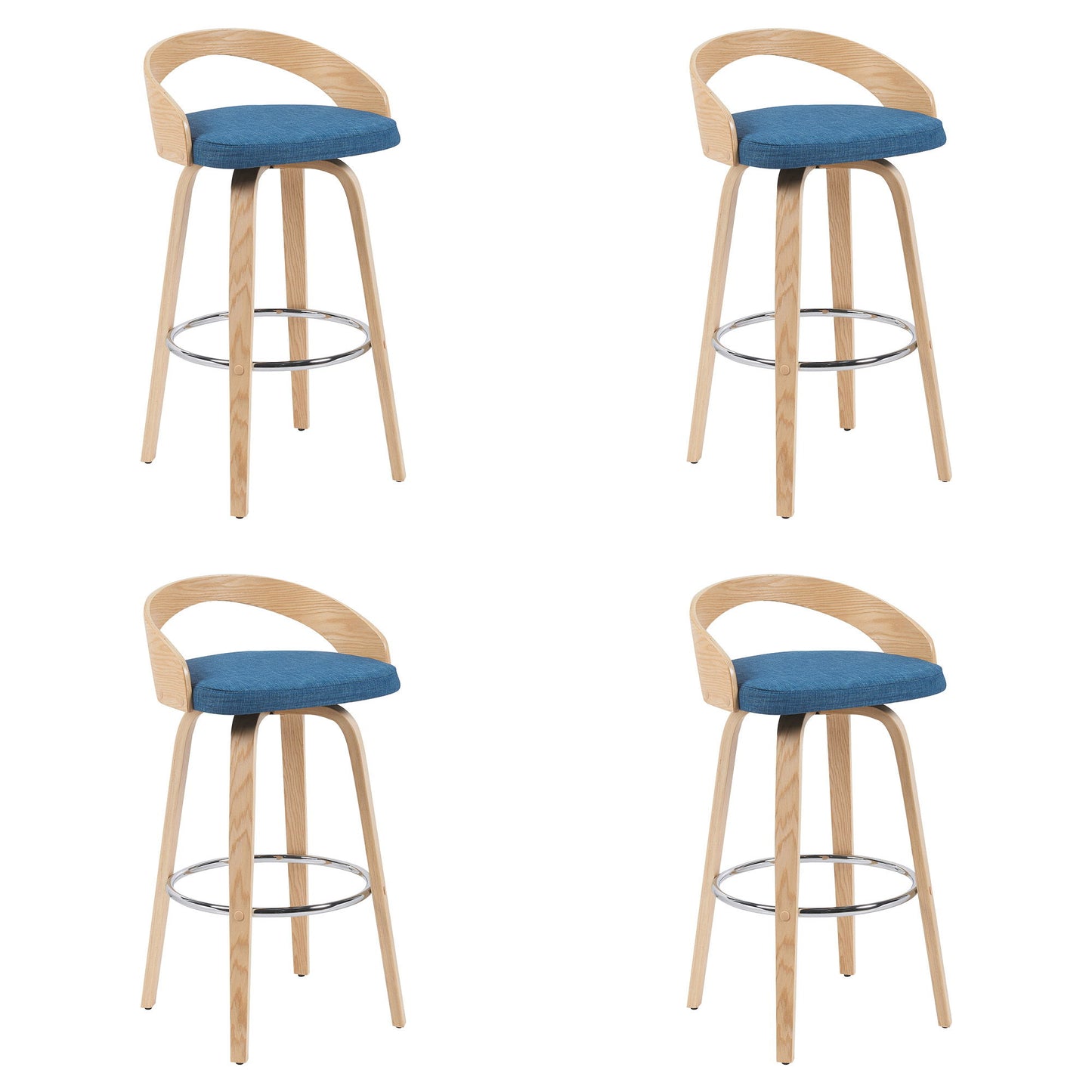 Sonia - Modern Swivel Bar Height Stool - Patterned Oak Wood Finish