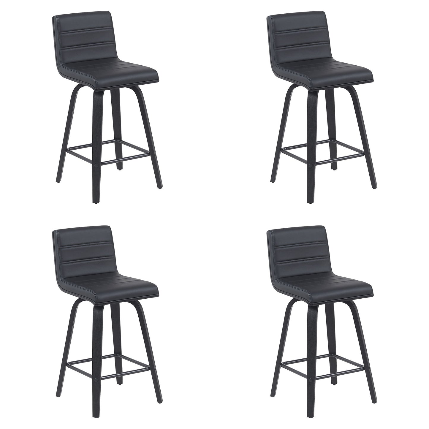 Vienna - Modern Counter Height Swivel Bar Stool - Black Brushed Wood Frame