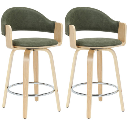 Daxton - Swivel Counter Height Round Back Wood Bar Stool With Faux Leather Seat