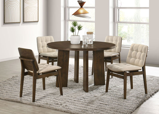 Strouse 5-piece Dining Set Cream and Walnut