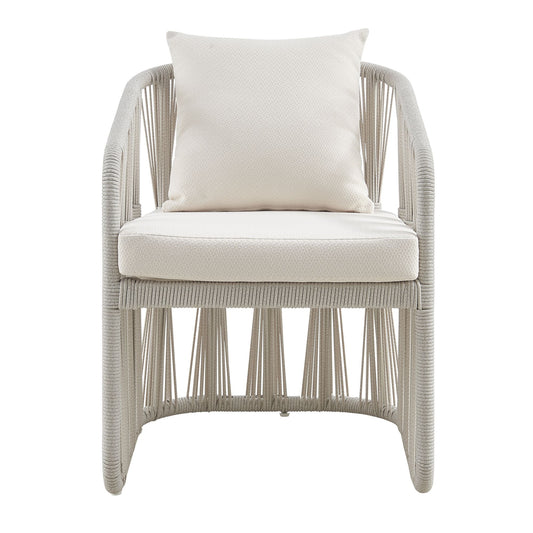 Breeze - Cream Metal Outdoor Dining Chair With Cushions - Pearl