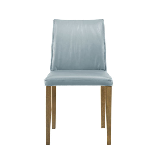 Velena - Full Back Top Grain Leather Upholstered Wood Dining Chairs (Set of 2) - Blue