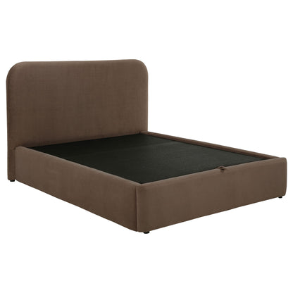 Anders Upholstered Full Storage Lift Platform Bed Chocolate