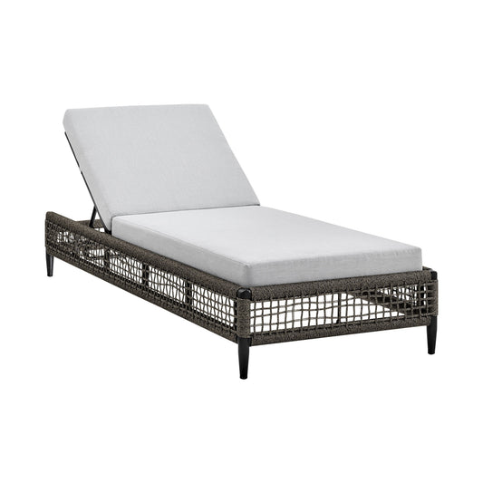 Alegria - Outdoor Patio Adjustable Chaise Lounge Chair In Aluminum With Gray Rope And Cushions