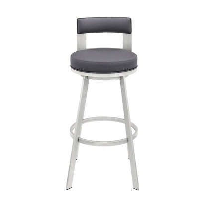 Lynof - Swivel Bar Stool - Brushed Stainless Steel Finish