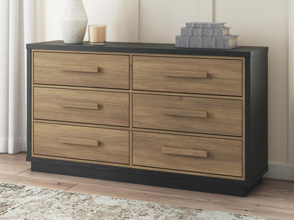 Kozmour - Six Drawer Dresser - Black / Brown