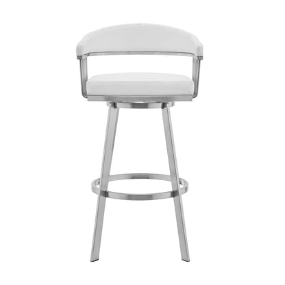 Bronson - Faux Leather And Brushed Stainless Steel Swivel Bar Stool