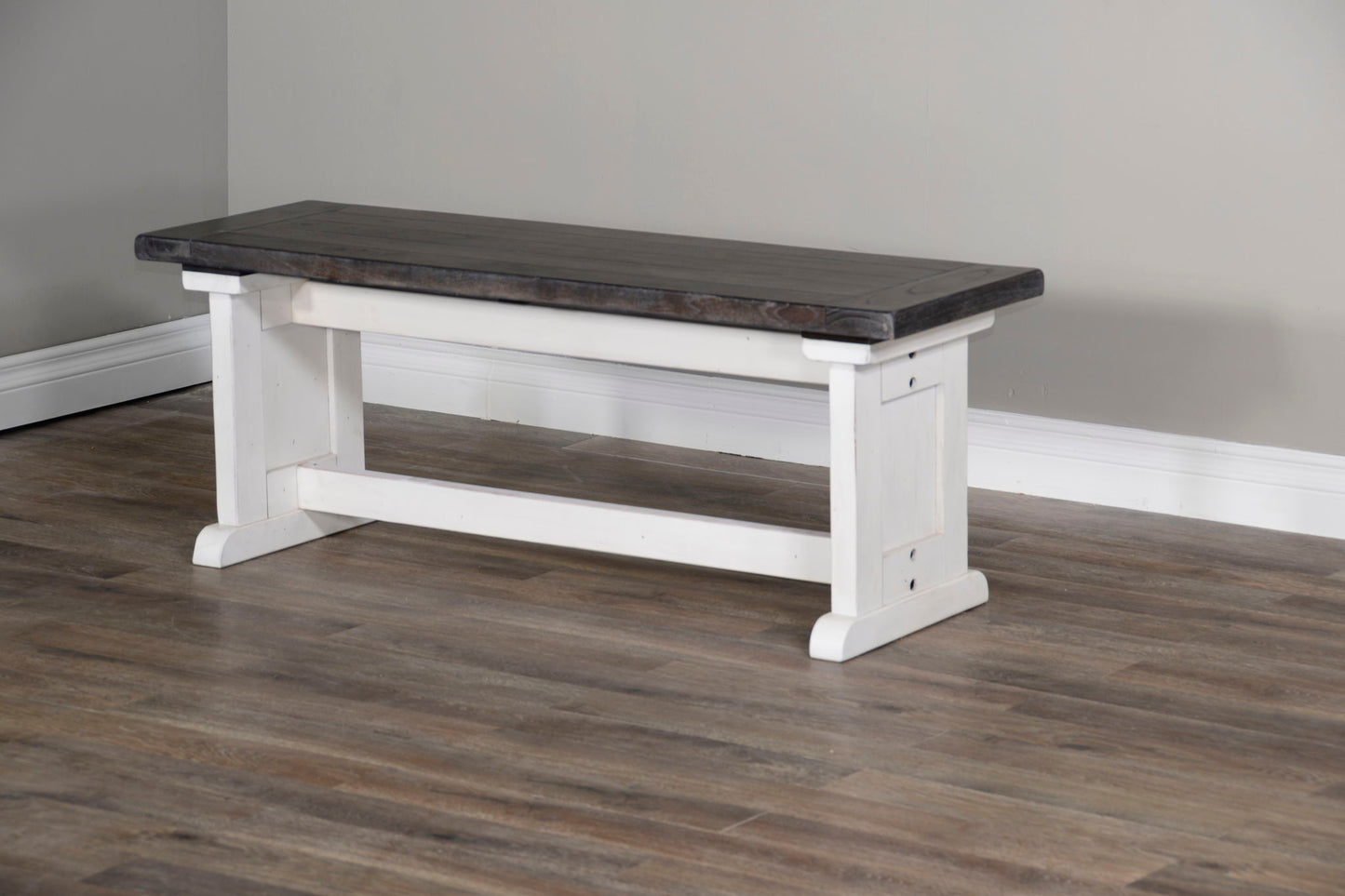 Carriage House - Wood Side Bench - Cottage White / Europen Dark