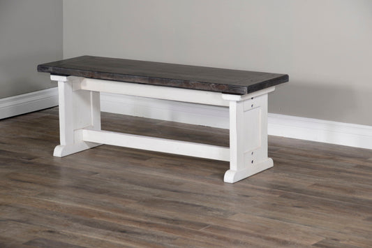 Carriage House - Wood Side Bench - Cottage White / Europen Dark