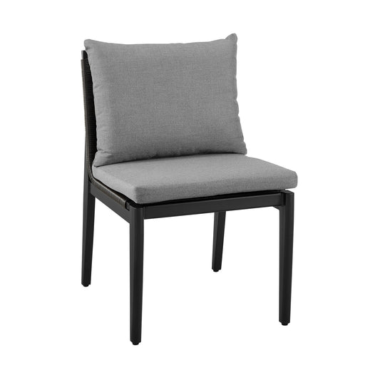 Cayman - Outdoor Patio Dining Chairs In Aluminum With Gray Cushions - (Set Of 2)