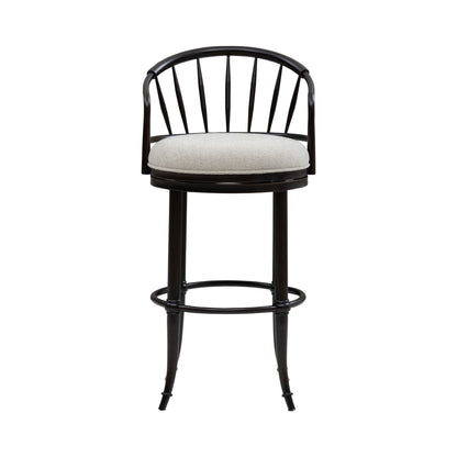 Luther - Commercial Grade Steel Frame Fabric Upholstered Swivel Bar Height Barstool