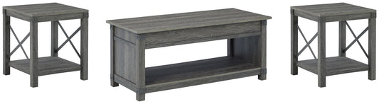 Freedan - 3 Pc. - Coffee Table, 2 End Tables - Grayish Brown