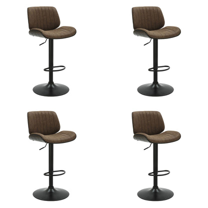Brock - Adjustable Swivel Curved Back Wood Bar Stool With Faux Leather Seat