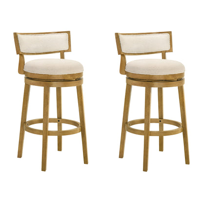 Noely - Modern Farmhouse Swivel Wood Bar Height Kitchen Bar Stool