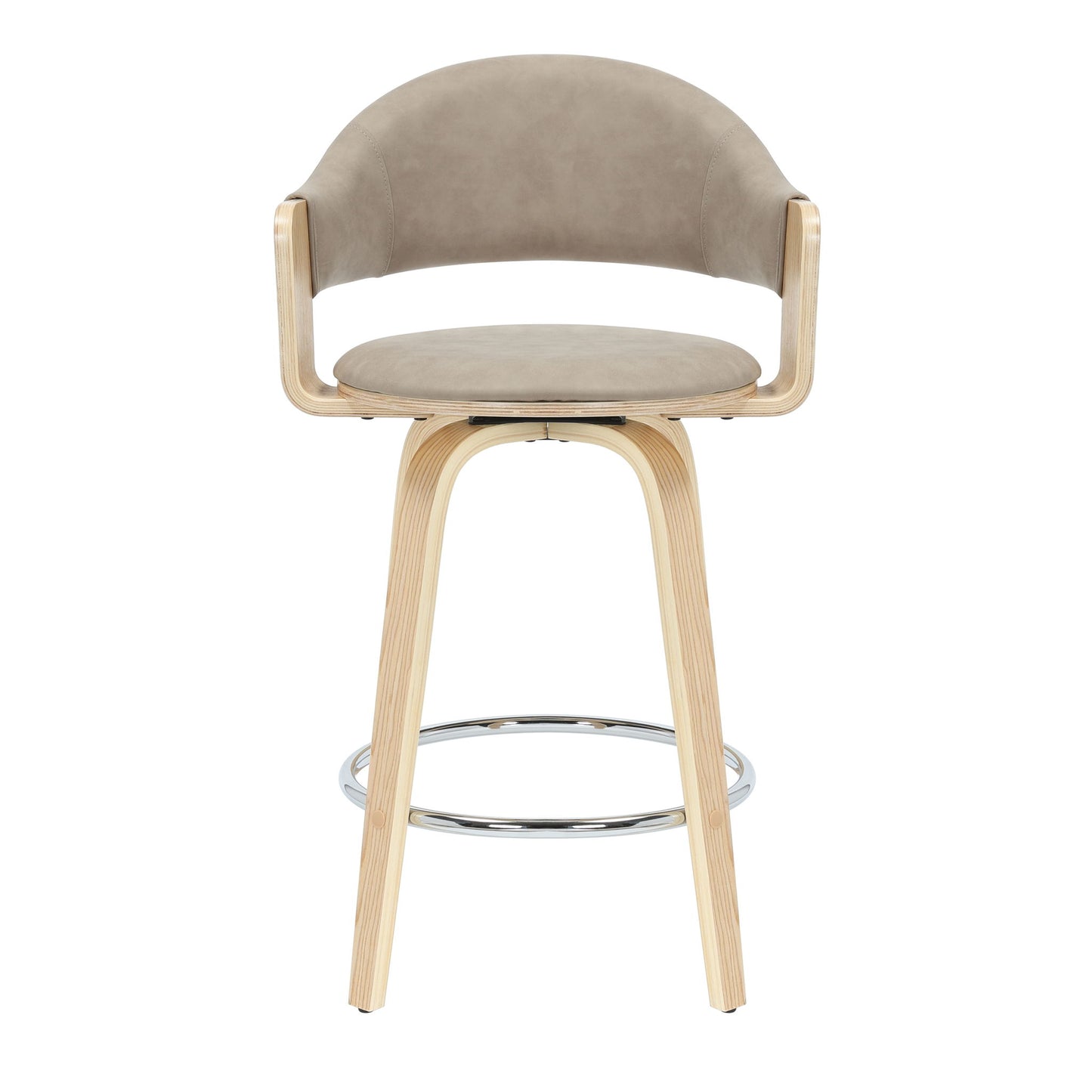 Daxton - Swivel Counter Height Round Back Wood Bar Stool With Faux Leather Seat