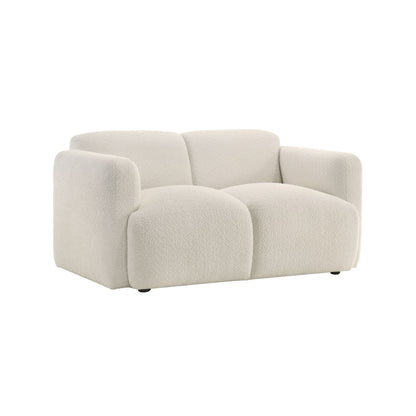 Sierra - Boucle Fabric Loveseat With Rounded Arms - Ivory