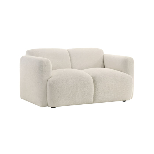 Sierra - Boucle Fabric Loveseat With Rounded Arms - Ivory