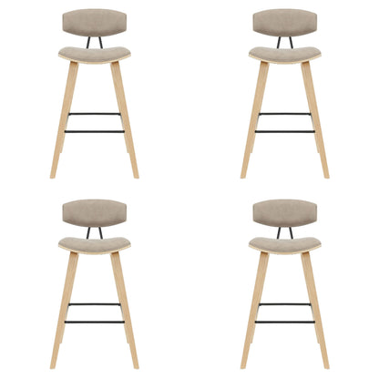 Fox - Bar Height Curved Back Wood Bar Stool With Faux Leather Seat