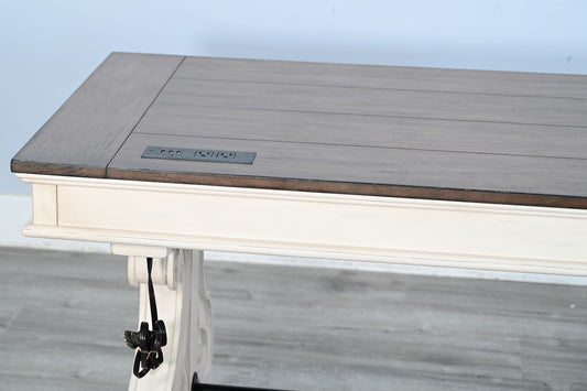 Pasadena - Desk With Power Strip - Buckskin / Marble White