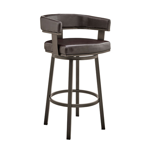 Cohen - 26" Counter Height Swivel Bar Stool - Java Brown Finish And Faux Leather